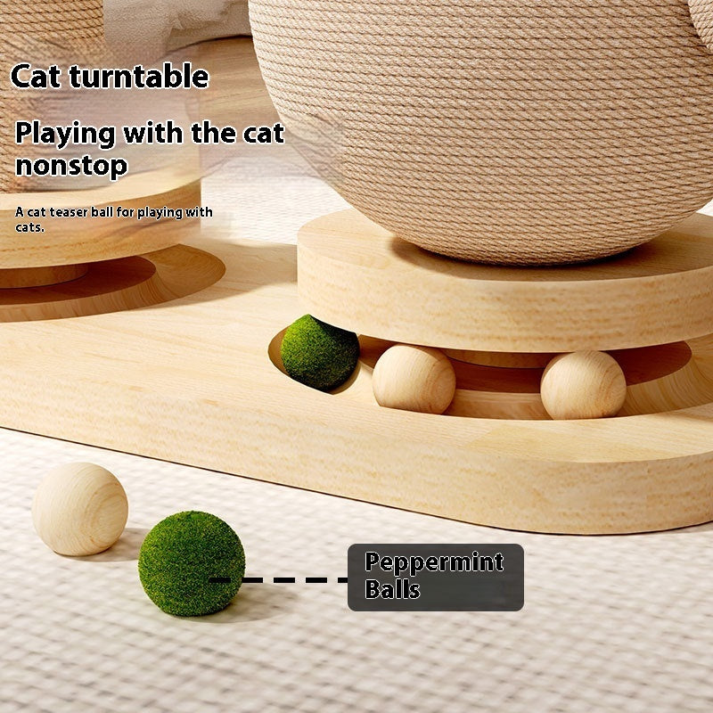 KFX-4190397 Durable Vertical Cat Climbing Frame with Coconut Tree Design and Wooden Balls