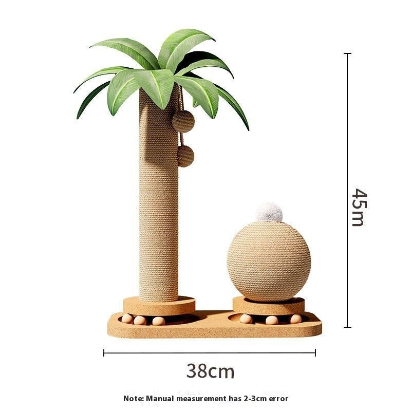 KFX-4190397 Durable Vertical Cat Climbing Frame with Coconut Tree Design and Wooden Balls