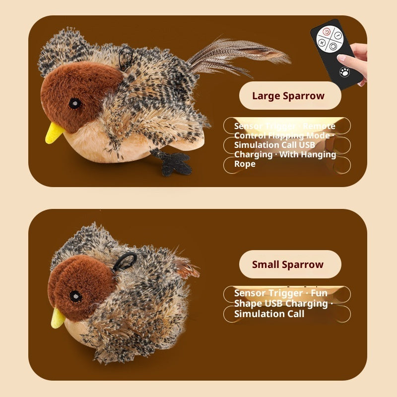 KFX-4191037 Inductive Magpie Self-Entertaining Plush Cat Toy - Flapping Options Available