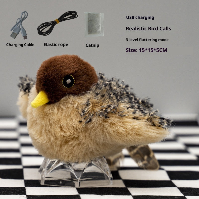 KFX-4191037 Inductive Magpie Self-Entertaining Plush Cat Toy - Flapping Options Available