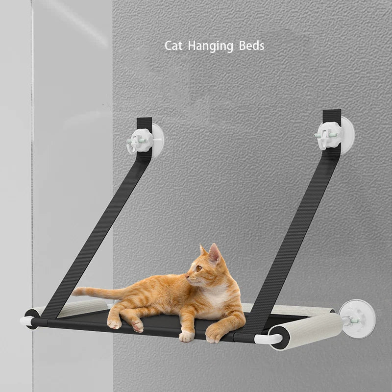 KFX-4191165 Foldable Black Suction Cup Cat Hammock for Balcony or Window Glass - Cozy Cat Nest Bed