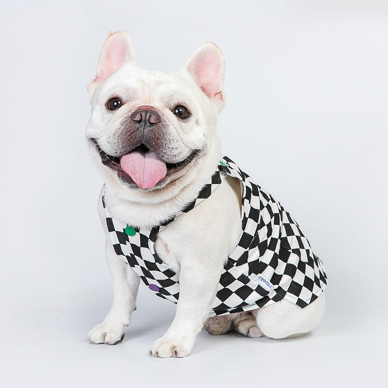 KFX-4191933 Thin Cotton Dog Vest in Black and White - Stylish Bib Suit for Dogs, Available in Multiple Sizes