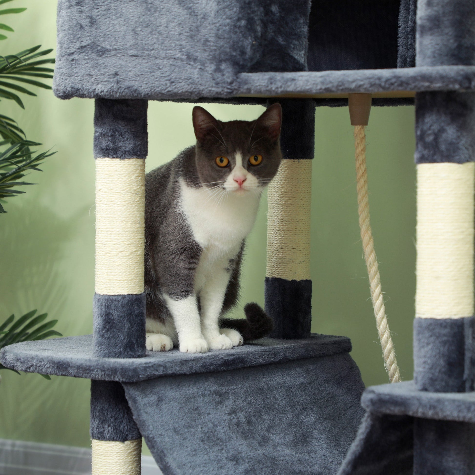 KFX-4192829 81" Cat Tree with Condos, Beds, Hammocks, and Scratching Posts in Gray