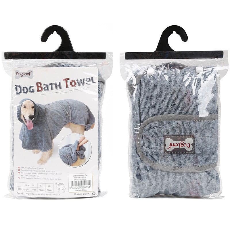 KFX-4193725 Cotton Terry Cloth Pet Bathrobe - Highly Absorbent Dog Towel for All Breeds