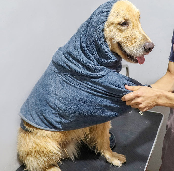 KFX-4193725 Cotton Terry Cloth Pet Bathrobe - Highly Absorbent Dog Towel for All Breeds