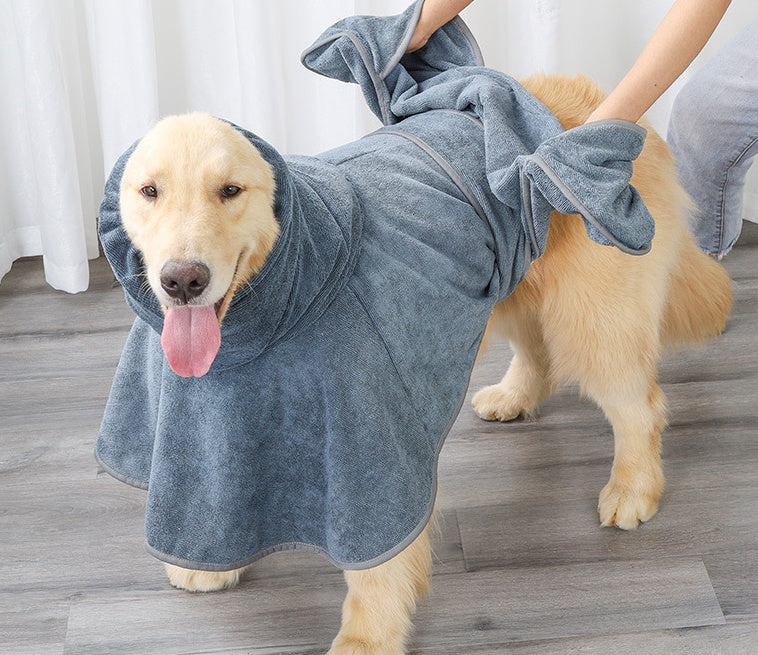 KFX-4193725 Cotton Terry Cloth Pet Bathrobe - Highly Absorbent Dog Towel for All Breeds