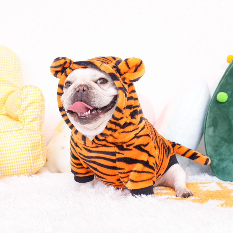 KFX-4196157 Cozy Cotton Plush Pajamas for French Bulldogs - Autumn and Winter Dog Apparel