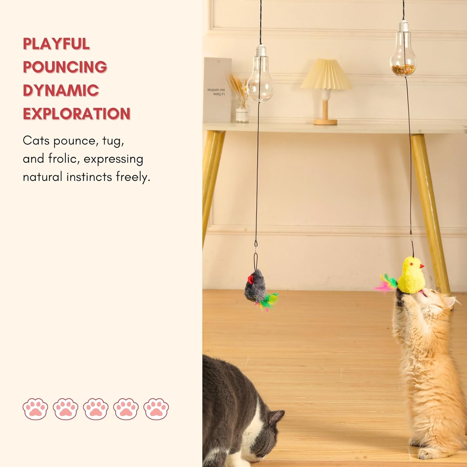 KFX-4196797 Interactive Cat Toy with Sound Response and Treat Dispenser - Automatic Swinging Teaser for Playful Cats
