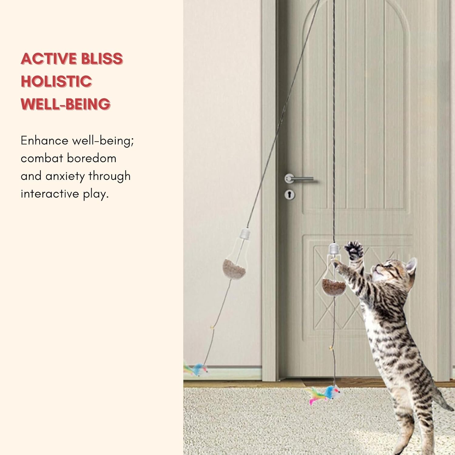 KFX-4196797 Interactive Cat Toy with Sound Response and Treat Dispenser - Automatic Swinging Teaser for Playful Cats
