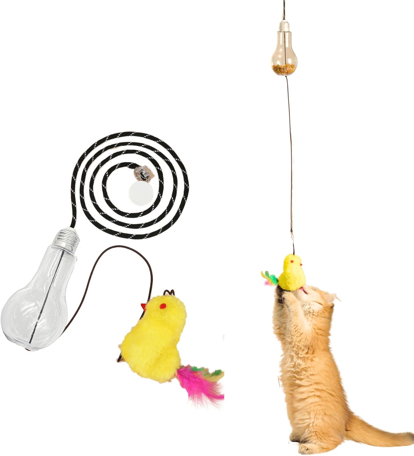 KFX-4196797 Interactive Cat Toy with Sound Response and Treat Dispenser - Automatic Swinging Teaser for Playful Cats