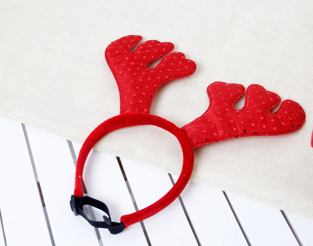 KFX-4196925 Shiny Plush Antler Hairpin in Brown and Red for Stylish Decoration
