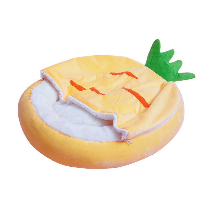 KFX-4199357 Cozy Semi-Enclosed Cat Nest Sleeping Bag for Warm Winter Comfort