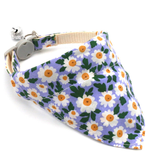 KFX-4202685 Floral Nylon Pet Triangular Scarf Collar - Adjustable for Small Pets