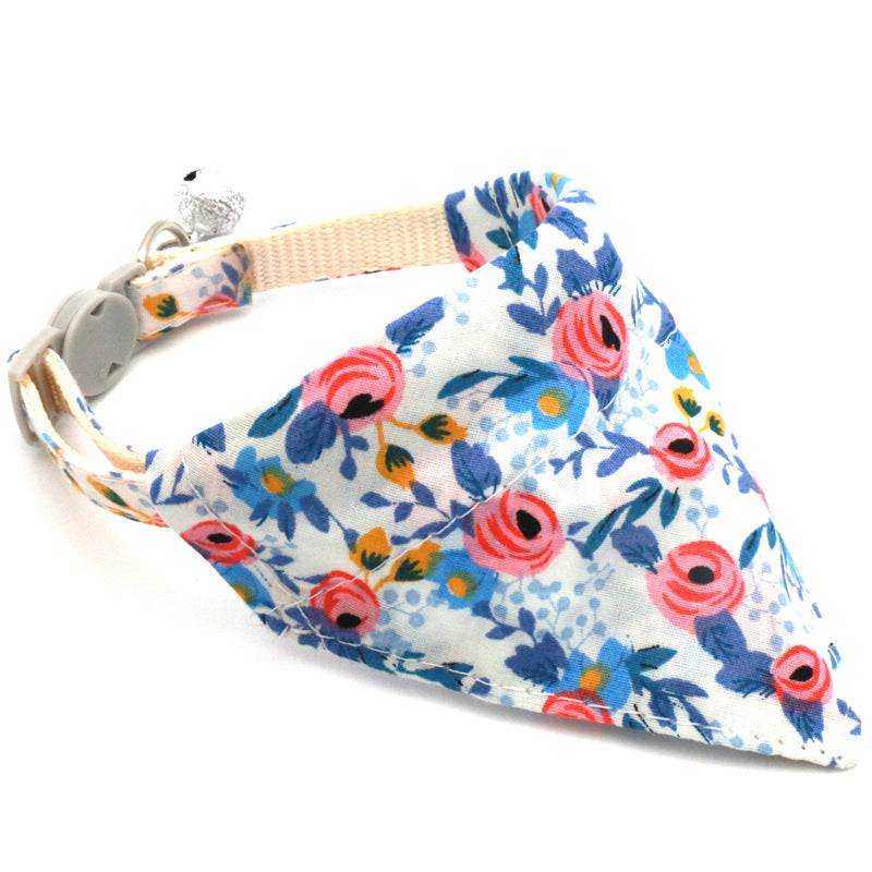 KFX-4202685 Floral Nylon Pet Triangular Scarf Collar - Adjustable for Small Pets