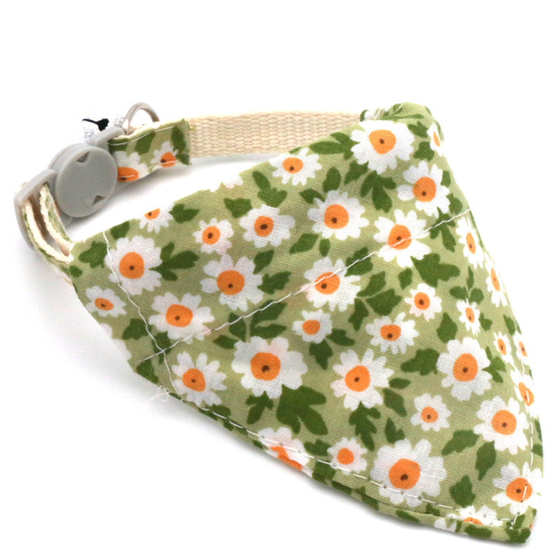 KFX-4202685 Floral Nylon Pet Triangular Scarf Collar - Adjustable for Small Pets