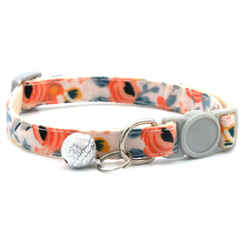 KFX-4202685 Floral Nylon Pet Triangular Scarf Collar - Adjustable for Small Pets