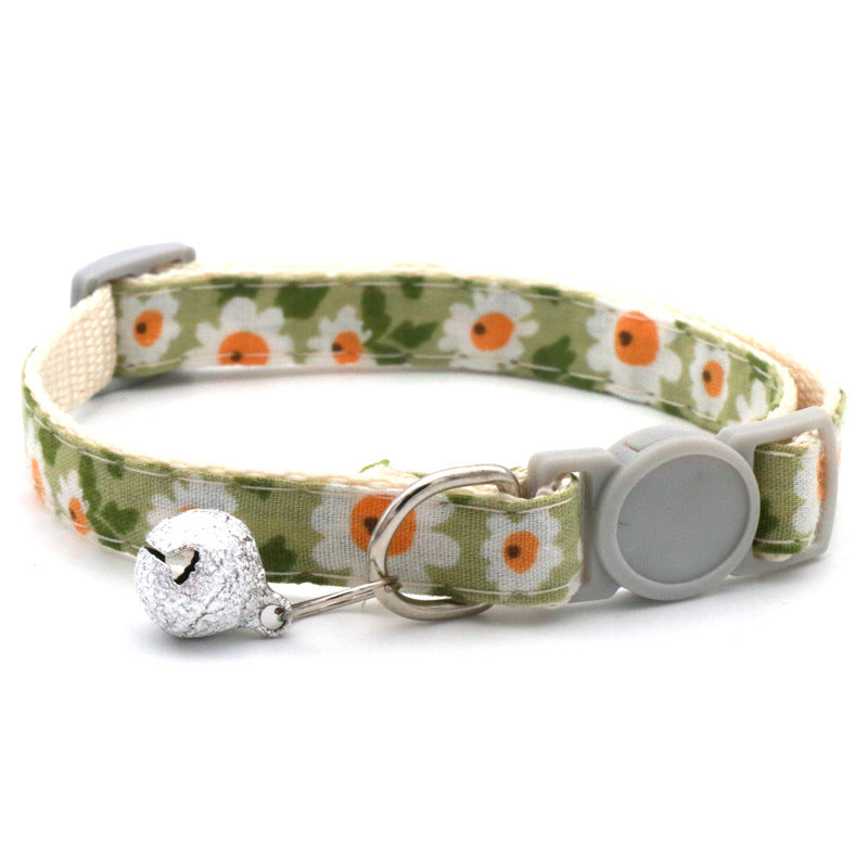 KFX-4202685 Floral Nylon Pet Triangular Scarf Collar - Adjustable for Small Pets