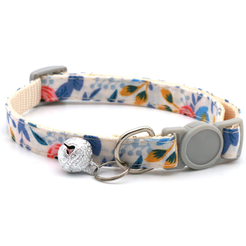 KFX-4202685 Floral Nylon Pet Triangular Scarf Collar - Adjustable for Small Pets