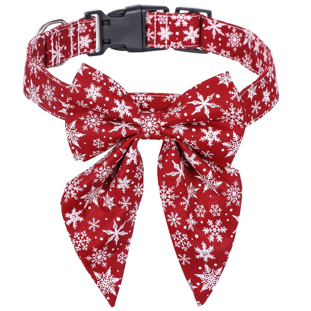 KFX-4203069 Christmas Plaid Dog Collar with Bow Tie in Red and Black Patterns