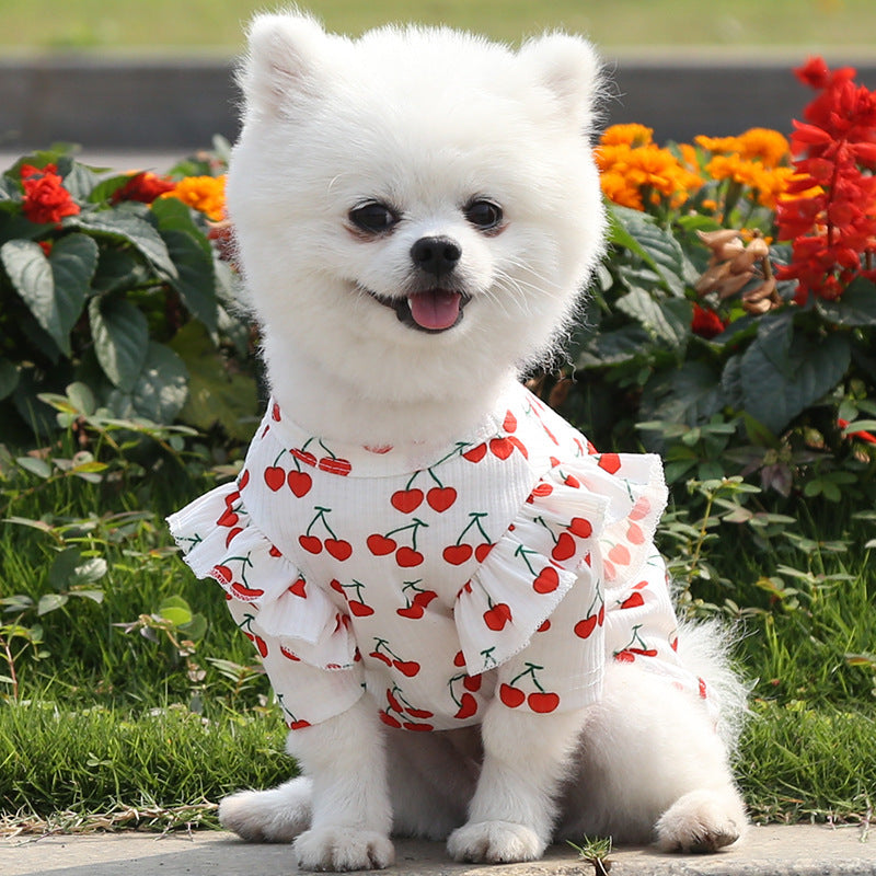 KFX-4203453 Dog Print Shirt Coat in White and Pink, Fashionable Polyester Design