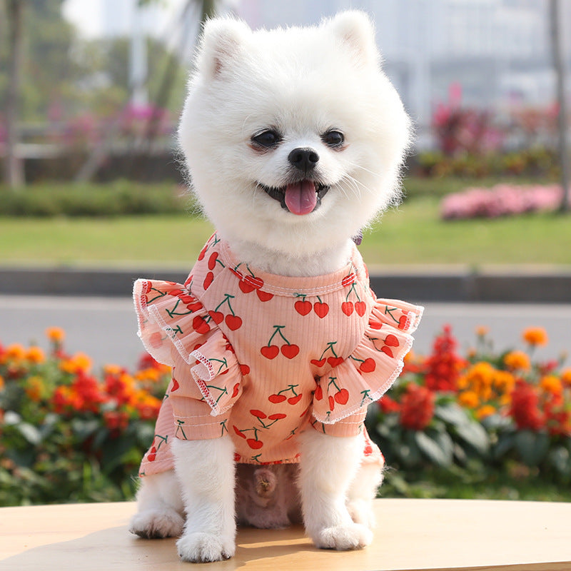 KFX-4203453 Dog Print Shirt Coat in White and Pink, Fashionable Polyester Design