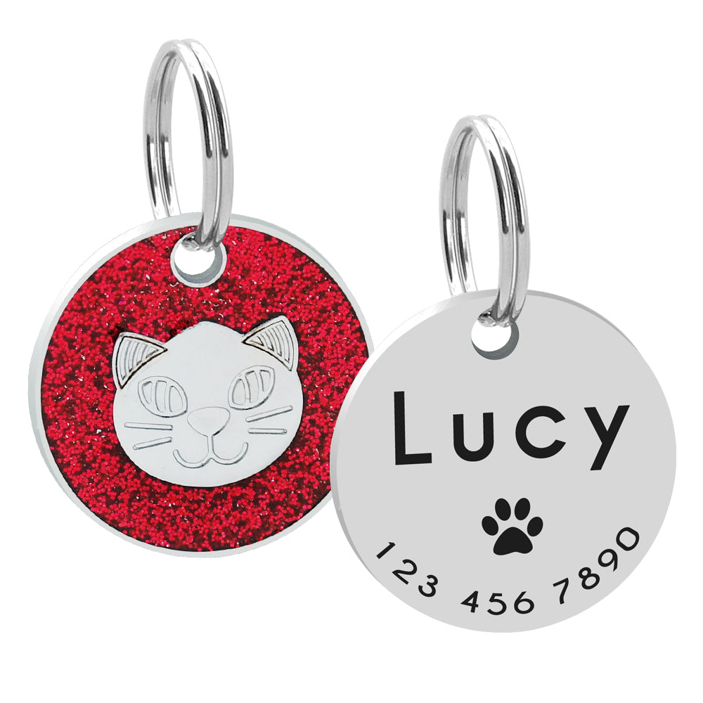 KFX-4206909 Heart-Shaped Metal Keychain for Pet Cat Lovers - 25mm Pendant
