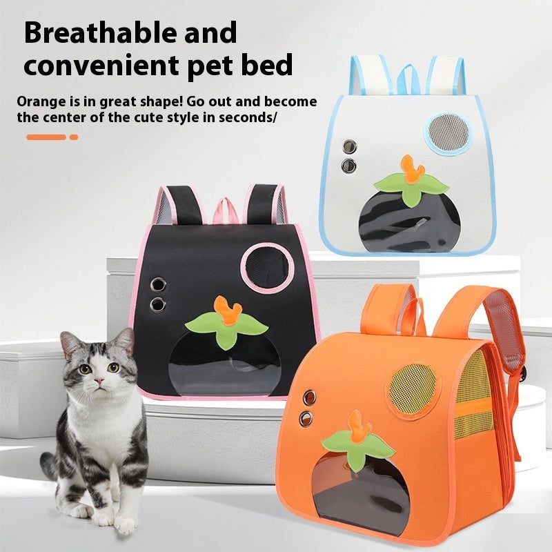 KFX-4207293 Large Capacity Lightweight Pet Backpack with Cartoon Design for Cats - Comfortable and Breathable, Nylon Material