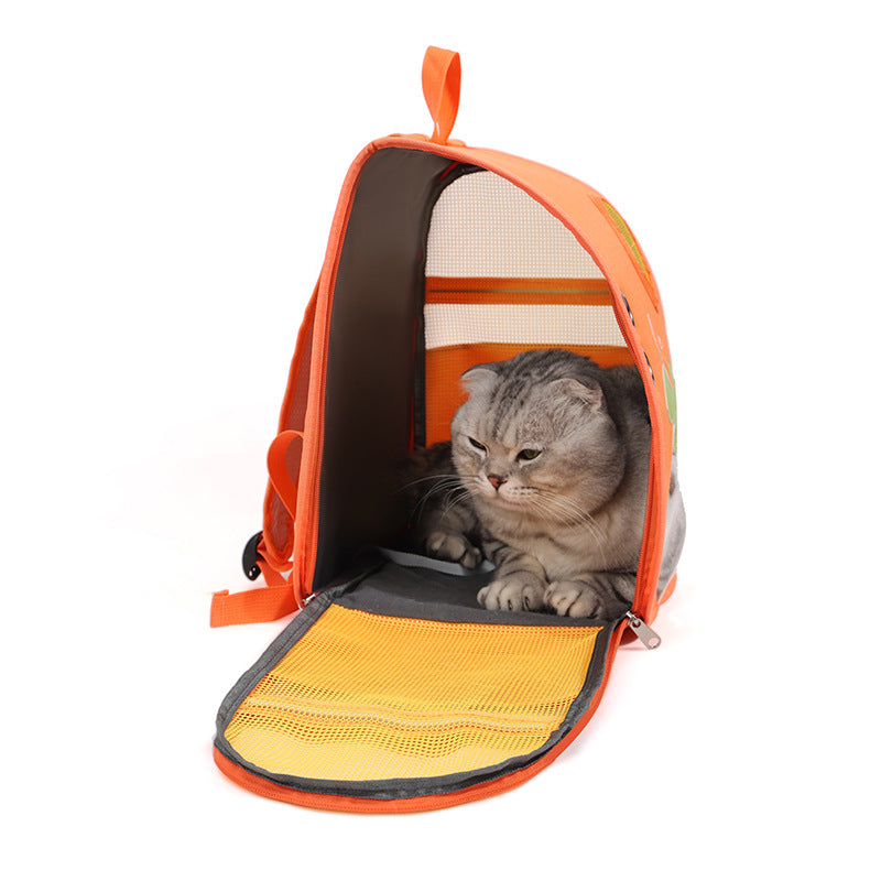 KFX-4207293 Large Capacity Lightweight Pet Backpack with Cartoon Design for Cats - Comfortable and Breathable, Nylon Material