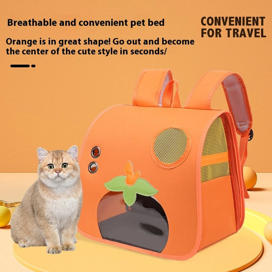 KFX-4207293 Large Capacity Lightweight Pet Backpack with Cartoon Design for Cats - Comfortable and Breathable, Nylon Material