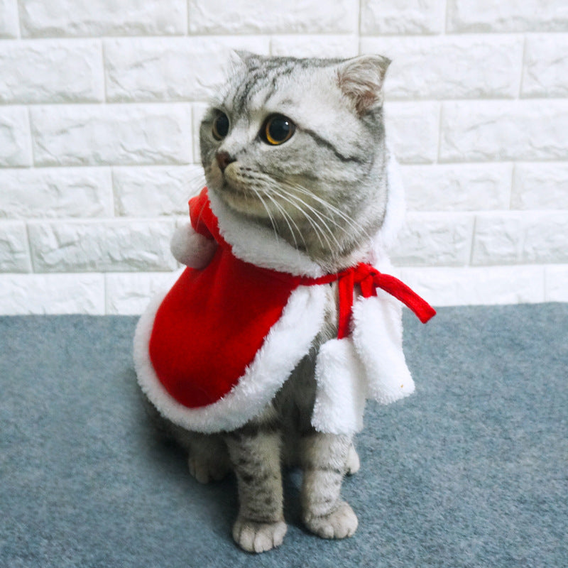 KFX-4209213 Red Pet Cloak for Cats and Small Dogs - Soft Christmas Dress for Festive Occasions