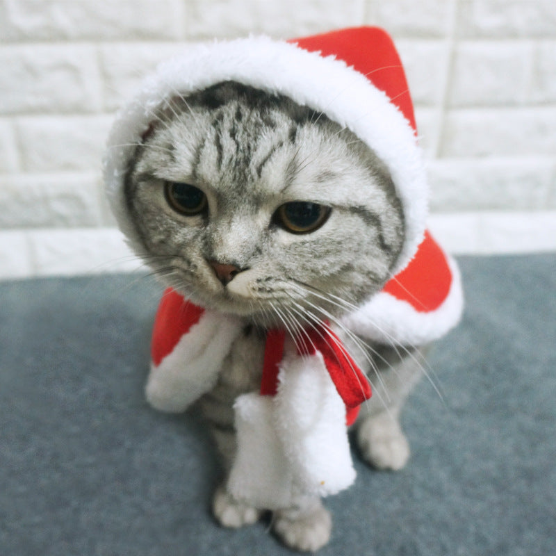 KFX-4209213 Red Pet Cloak for Cats and Small Dogs - Soft Christmas Dress for Festive Occasions