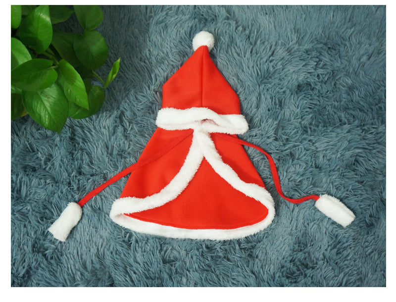 KFX-4209213 Red Pet Cloak for Cats and Small Dogs - Soft Christmas Dress for Festive Occasions