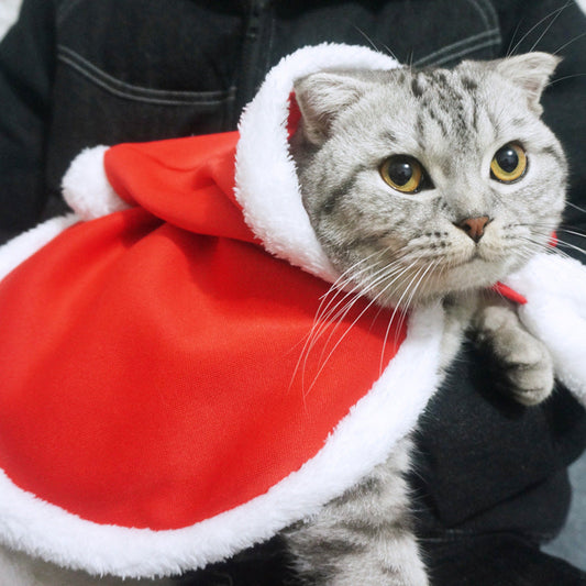 KFX-4209213 Red Pet Cloak for Cats and Small Dogs - Soft Christmas Dress for Festive Occasions