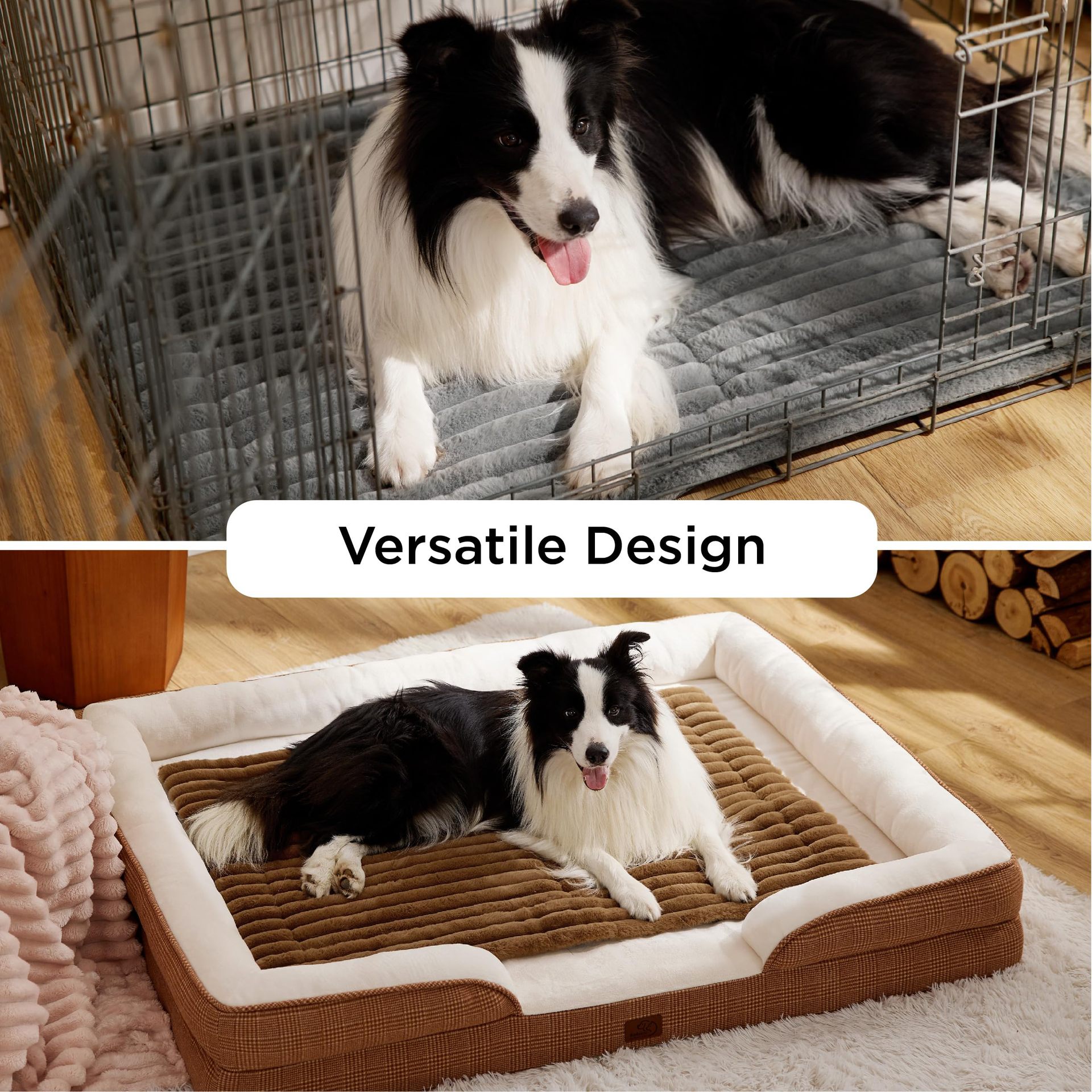 KFX-4210877 Rabbit Fur Pet Pad - Soft Cloth Mat for Dogs in Brown, Dark Gray, and White Available in Multiple Sizes
