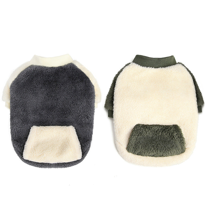 KFX-4211389 Warm Micro-Elastic Round Neck Pet Clothes with Pocket for Dogs