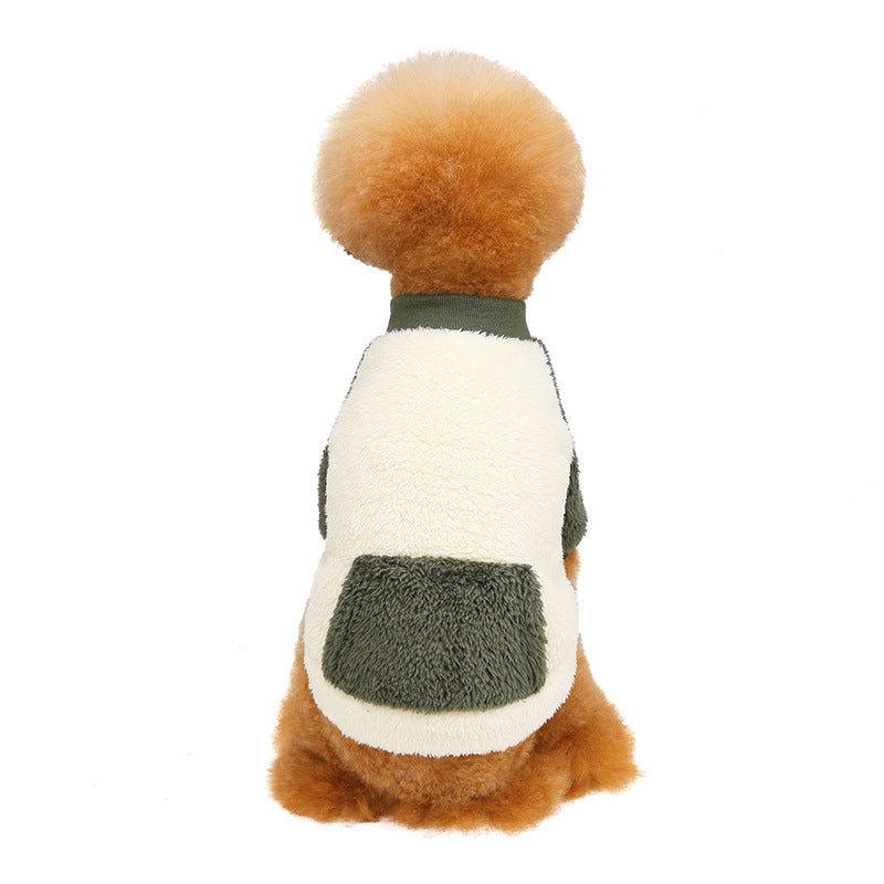 KFX-4211389 Warm Micro-Elastic Round Neck Pet Clothes with Pocket for Dogs
