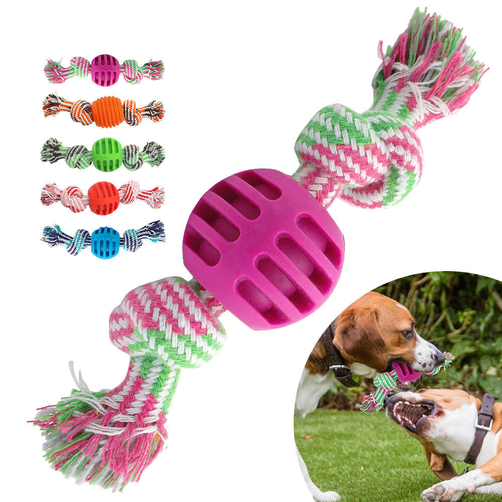 KFX-4211645 Cotton Rope Double Knot Ball Dog Toy for Tooth Cleaning and Chewing
