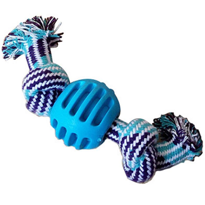 KFX-4211645 Cotton Rope Double Knot Ball Dog Toy for Tooth Cleaning and Chewing