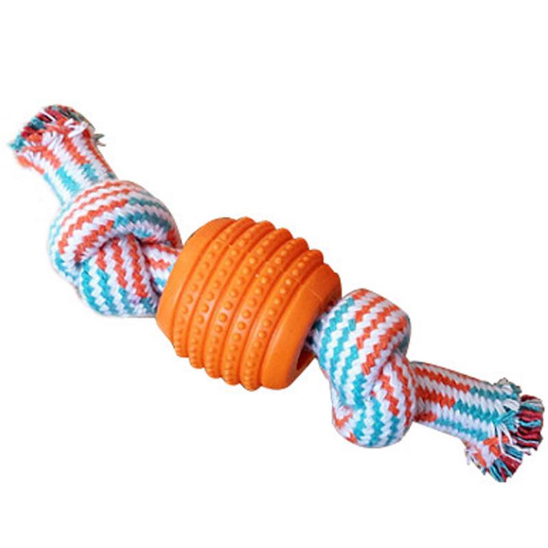 KFX-4211645 Cotton Rope Double Knot Ball Dog Toy for Tooth Cleaning and Chewing