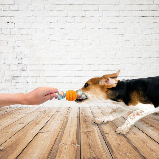 KFX-4211645 Cotton Rope Double Knot Ball Dog Toy for Tooth Cleaning and Chewing