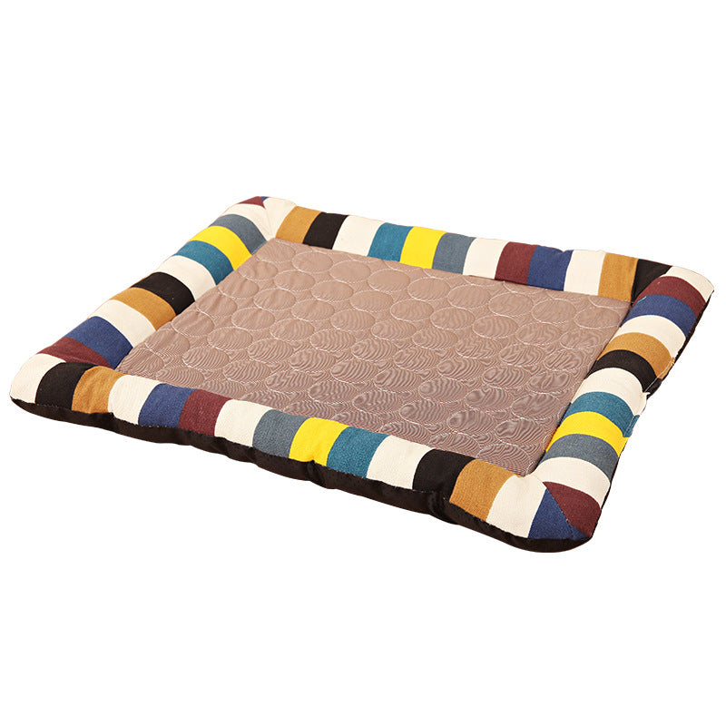 KFX-4212669 Cool Cushion Pet Mat for Cars - Available in Coffee and Blue Stripes, Multiple Sizes