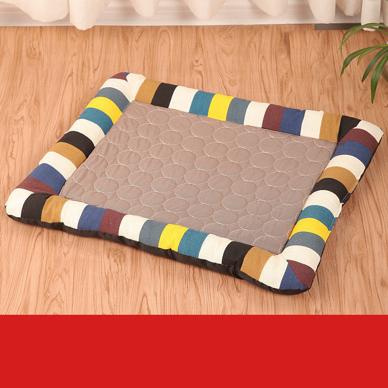 KFX-4212669 Cool Cushion Pet Mat for Cars - Available in Coffee and Blue Stripes, Multiple Sizes
