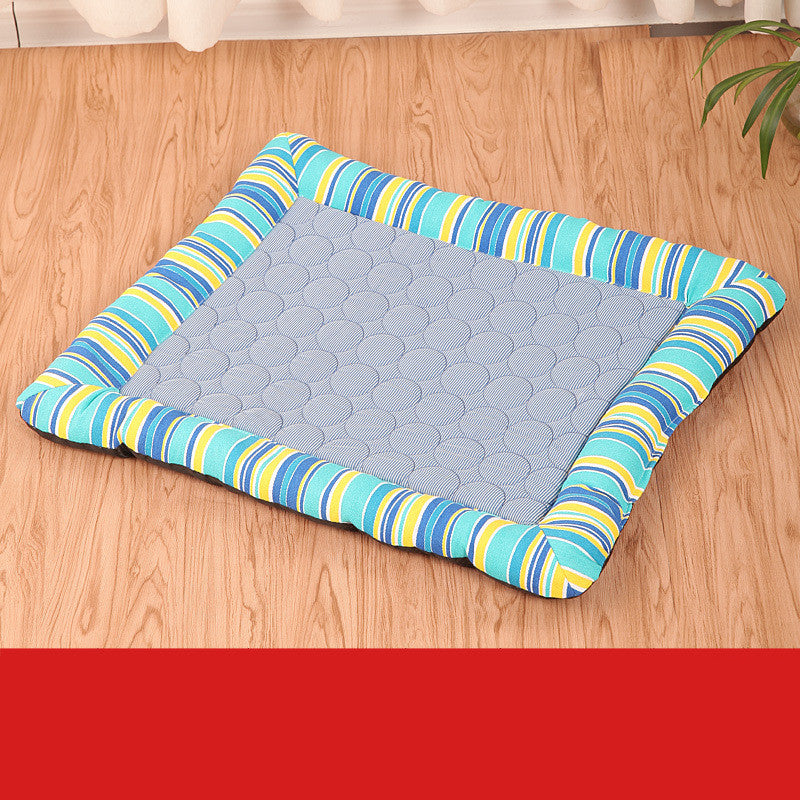 KFX-4212669 Cool Cushion Pet Mat for Cars - Available in Coffee and Blue Stripes, Multiple Sizes