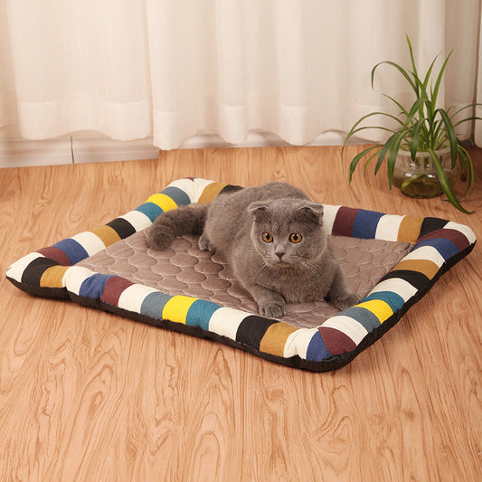 KFX-4212669 Cool Cushion Pet Mat for Cars - Available in Coffee and Blue Stripes, Multiple Sizes