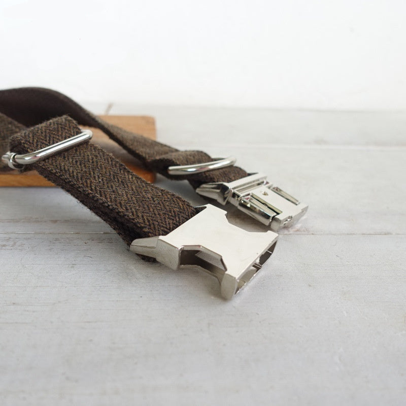 KFX-4212797 Adjustable Dark Brown Polyester Dog Collar Ring - Scalable Size XS to XL