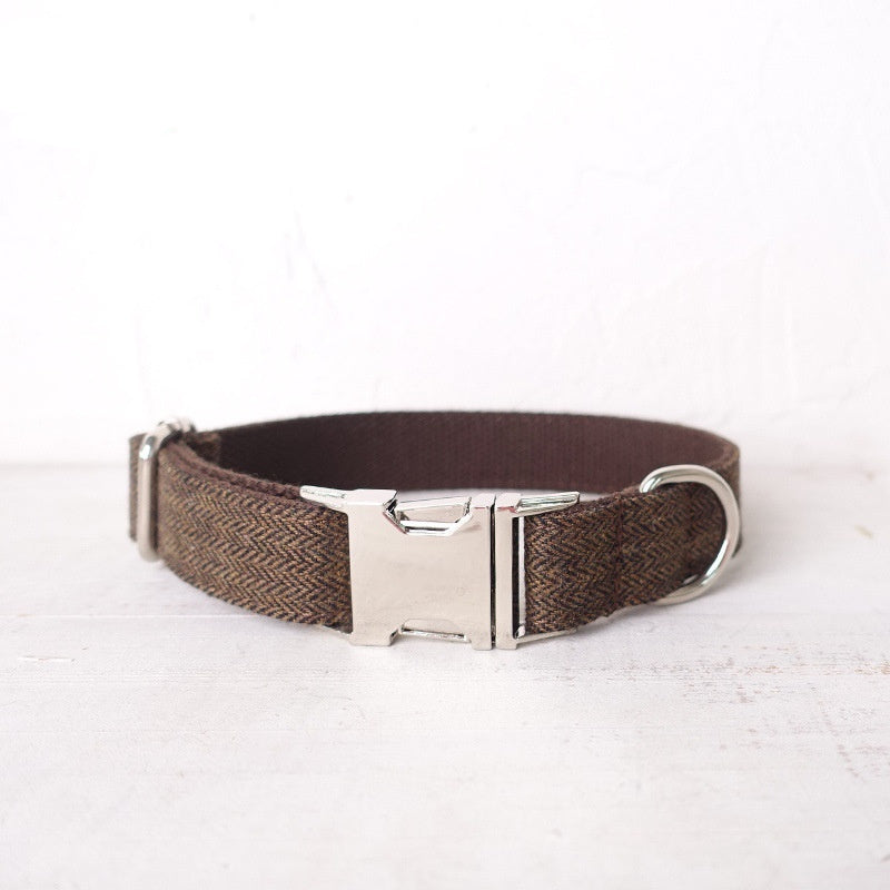 KFX-4212797 Adjustable Dark Brown Polyester Dog Collar Ring - Scalable Size XS to XL