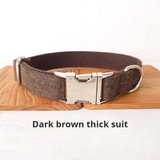 KFX-4212797 Adjustable Dark Brown Polyester Dog Collar Ring - Scalable Size XS to XL