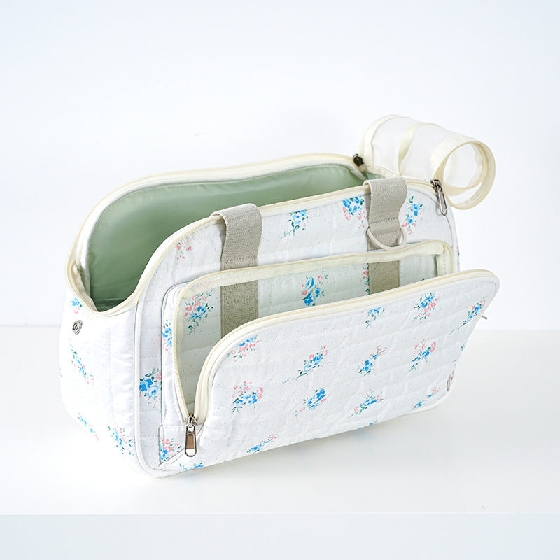 KFX-4213053 Portable Canvas Crossbody Dog Carrier Bag - Small Pet Travel Shoulder Bag in Blue