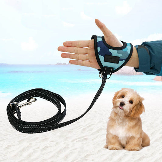 KFX-4216381 Reflective Dog Harness with Adjustable Traction Tape - 140cm Rope Length, Camouflage Colors