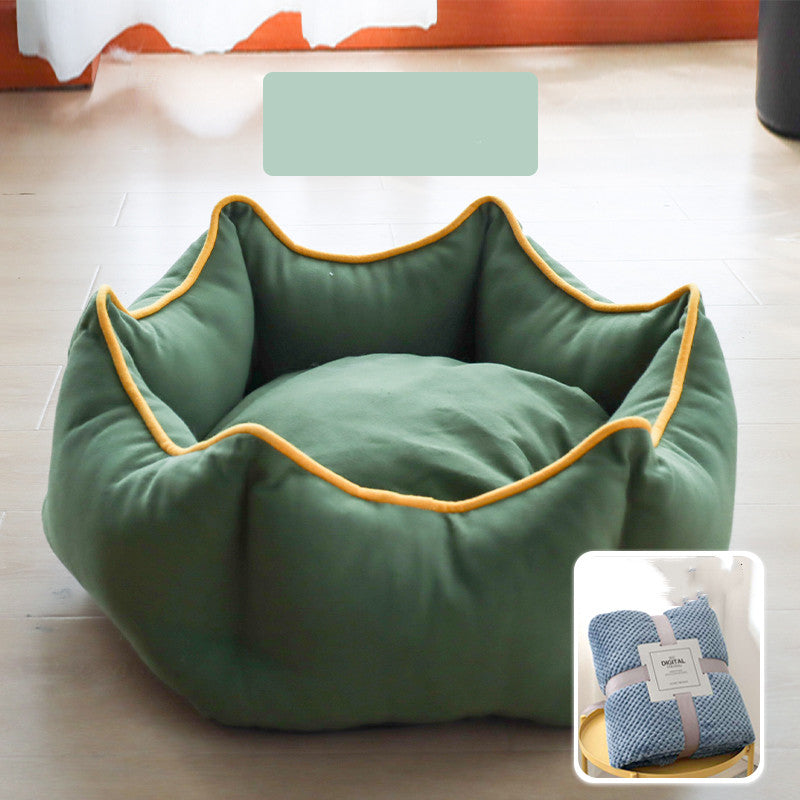 KFX-4216637 Cozy Removable Cat Litter Bed with Washable Blanket for All Seasons